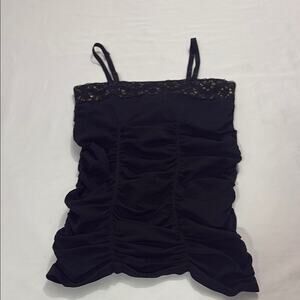 Vintage Guess Y2k Ruched Tank Top McBling Streetwear Glitter Girly Feminine XS